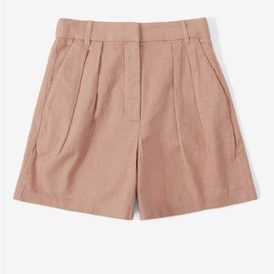 Abercrombie Brown Ultra High Rise Linen-Blend Tailored Short - LARGE